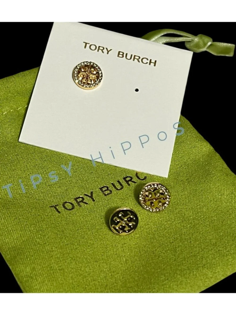 Tory Burch Gold Miller Pave Logo Studs